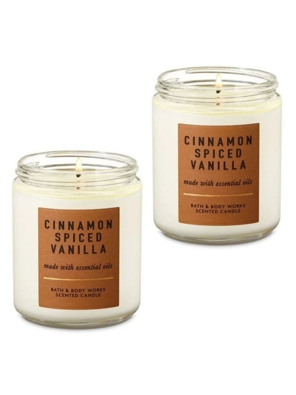 2 CINNAMON SPICED VANILLA SINGLE WICK CANDLES by Bath and Body Works